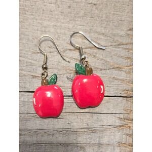 Apple Earrings Cute Fruit Dangle Drop‎ Earrings Fun Quirky Jewelry